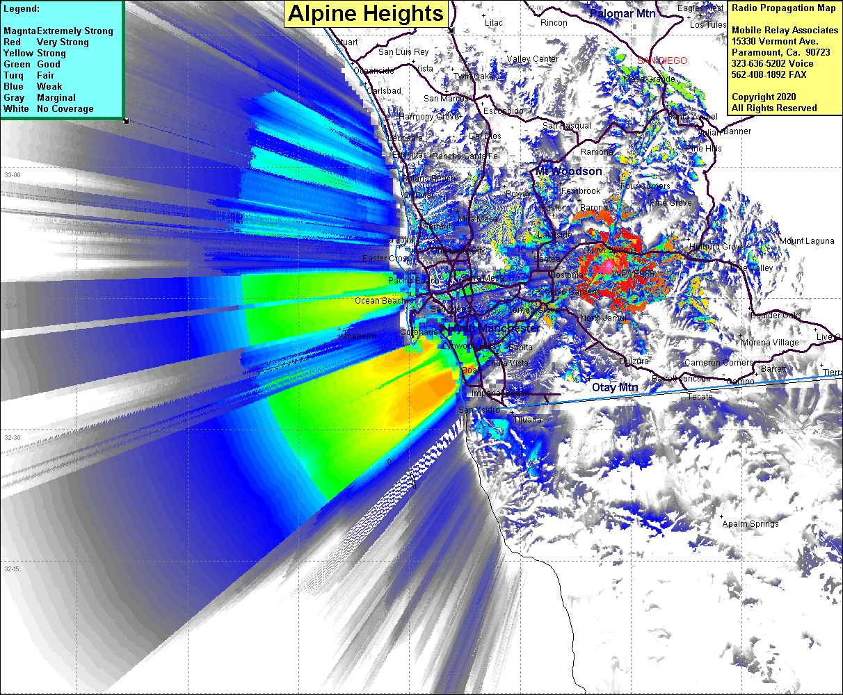 heat map radio coverage Alpine Heights